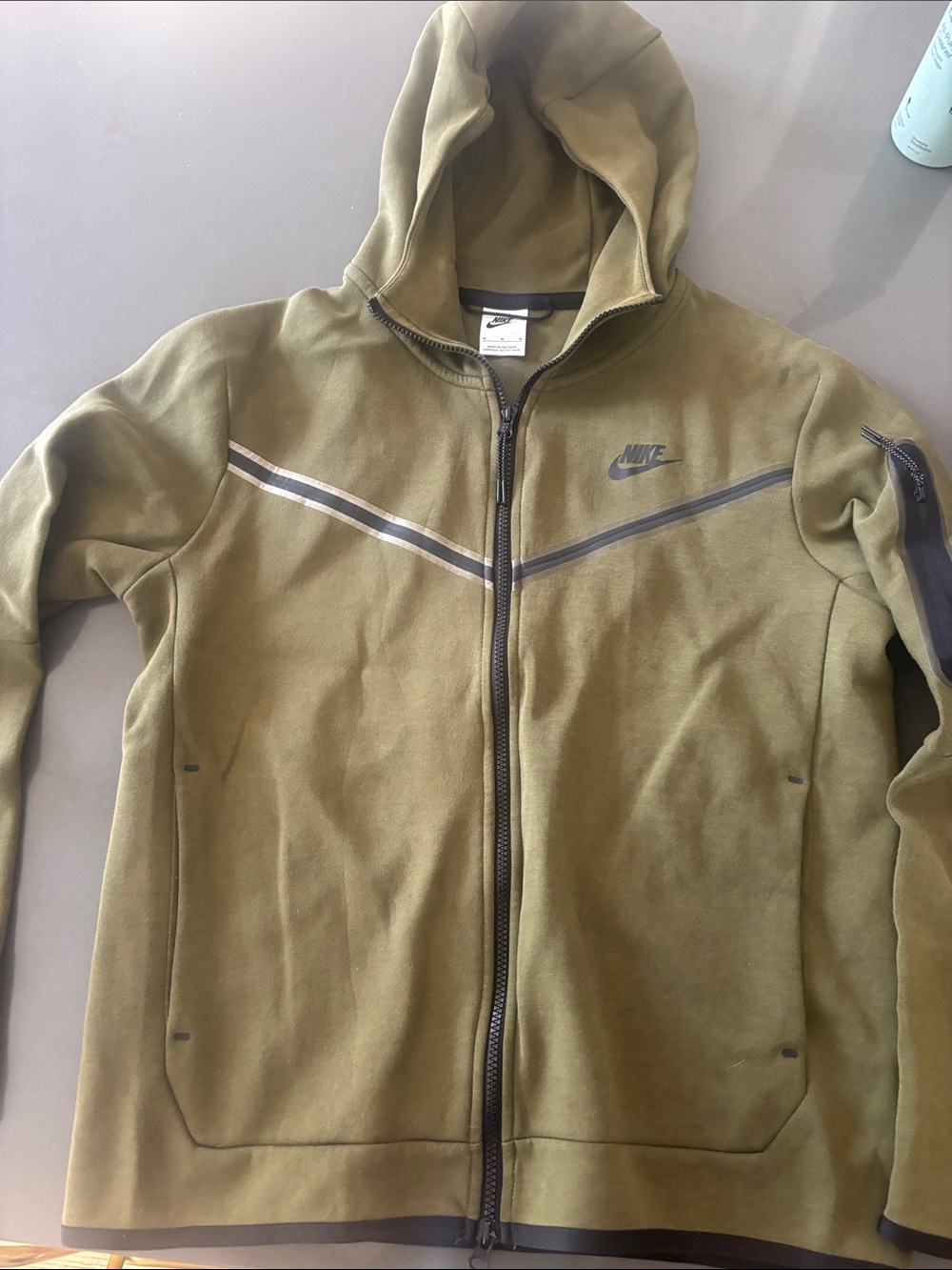 Nike Olive Green Zip Front Hooded Performance Jacket